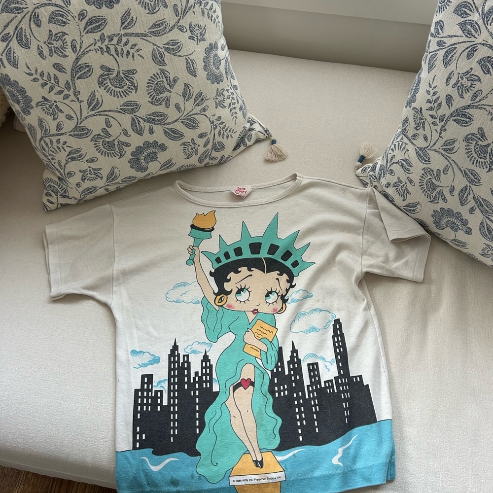 Vtg 1985 Fleischer Studios Jane Colby Betty Boop Statue Liberty Graphic T-Shirt